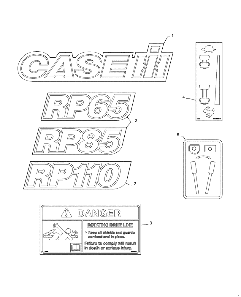 Схема запчастей Case IH RP110 - (90.108.AB) - MODEL IDENTIFICATION DECALS (90) - PLATFORM, CAB, BODYWORK AND DECALS