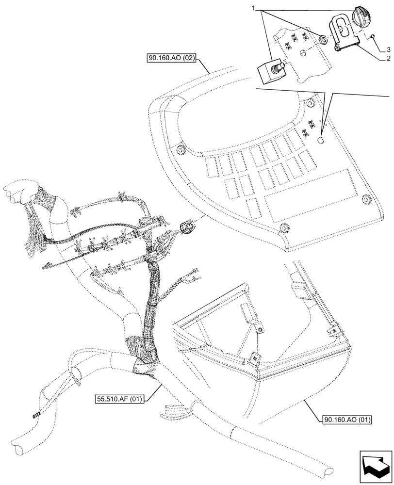 Схема запчастей Case IH FARMLIFT 742 - (55.526.AD) - STEERING, SELECTOR, SWITCH (55) - ELECTRICAL SYSTEMS