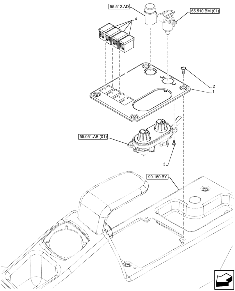 Схема запчастей Case IH FARMLIFT 632 - (55.512.BG) - SWITCH, PANEL (55) - ELECTRICAL SYSTEMS