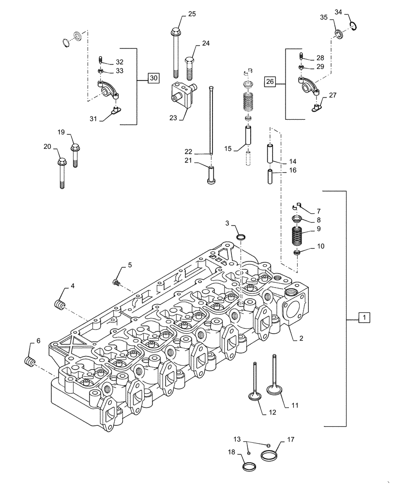 Схема запчастей Case IH RP165 - (10.101.AM) - CYLINDER HEAD AND VALVE MECHANISM (10) - ENGINE