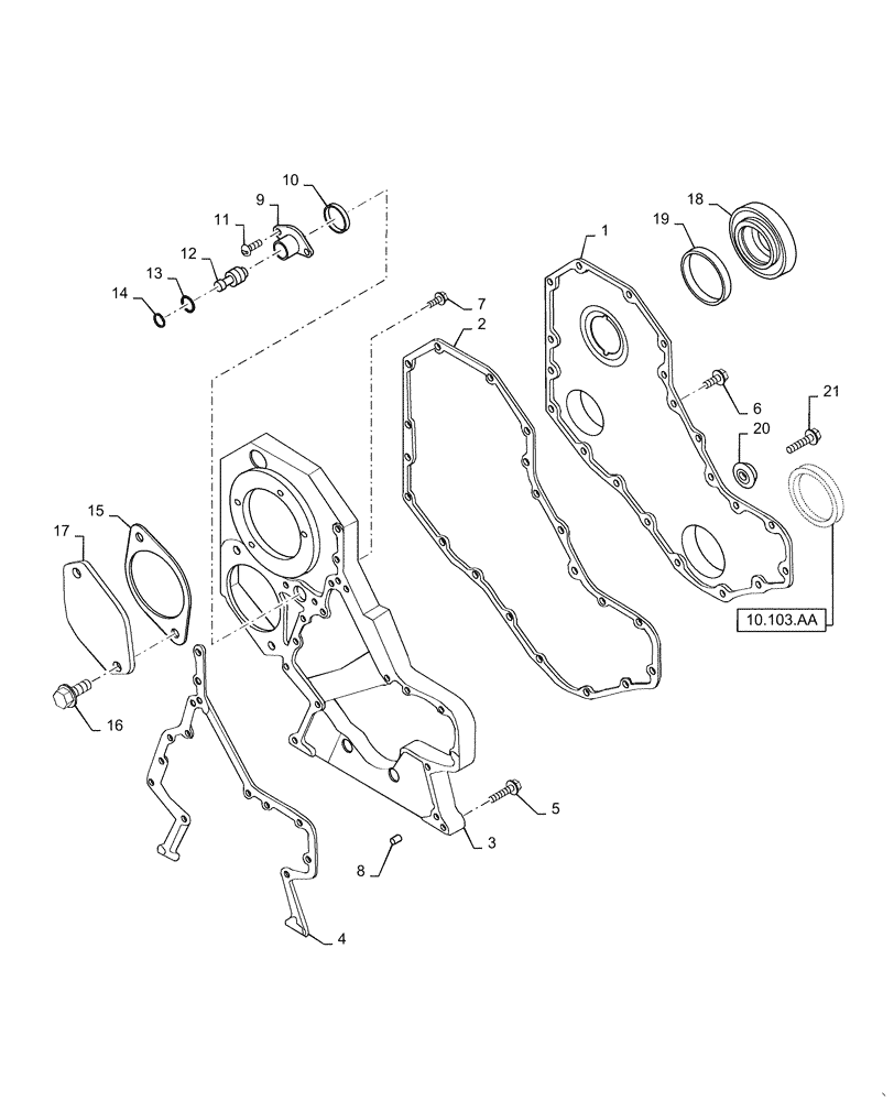 Схема запчастей Case IH RP165 - (10.102.BB) - FRONT GEAR COVER (10) - ENGINE