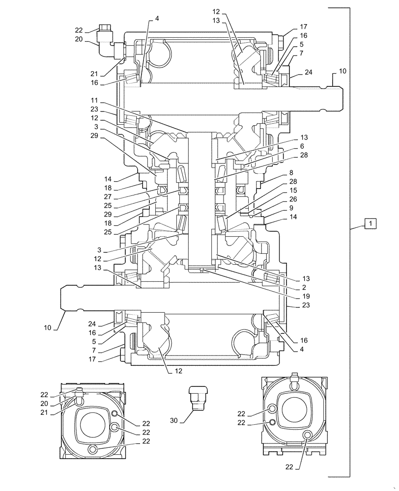 Схема запчастей Case IH DC133 - (39.110.AM[07]) - GEARBOX, SWIVEL (39) - FRAMES AND BALLASTING