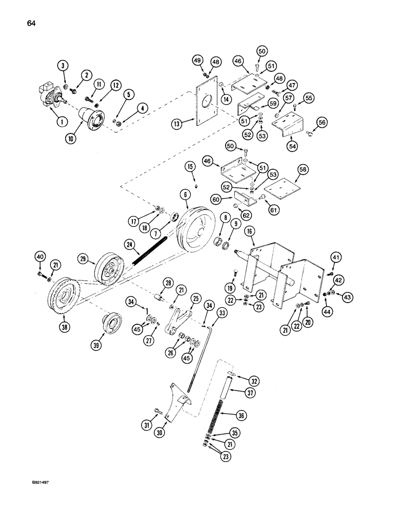 Схема запчастей Case IH 1680 - (064) - AUXILIARY PUMP MOUNTING AND DRIVE, HEADER PUMP AND REEL DRIVE (35) - HYDRAULIC SYSTEMS