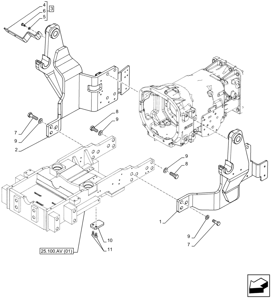 Схема запчастей Case IH FARMALL 115C - (82.100.AK[01]) - VAR - 330489, 333489, 334489, 335489, 339489, 336730, 336731, 336732, 336733, 336734, 336735, 336736, 336739 - LOADER, SIDE MEMBER (82) - FRONT LOADER & BUCKET