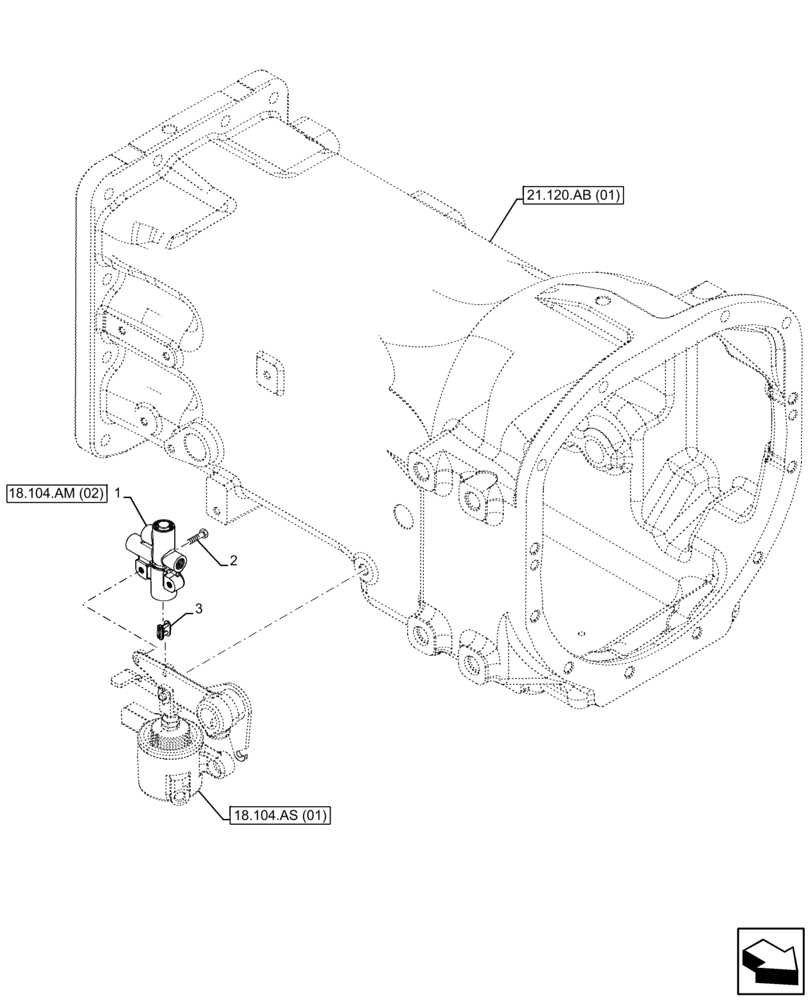 Схема запчастей Case IH FARMALL 95C - (18.104.AM[01]) - VAR - 333068, 333069, 390068 - PTO CLUTCH, VALVE, CAB (18) - CLUTCH