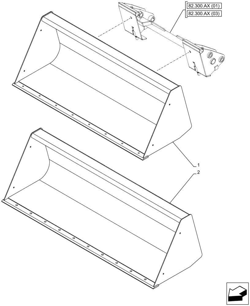 Схема запчастей Case IH FARMALL 85C - (82.300.AN[01]) - VAR - 333489, 334489, 335489, 339489, 334490, 335490, 336490, 337490, 336748, 336750 - LOADER BUCKET (82) - FRONT LOADER & BUCKET