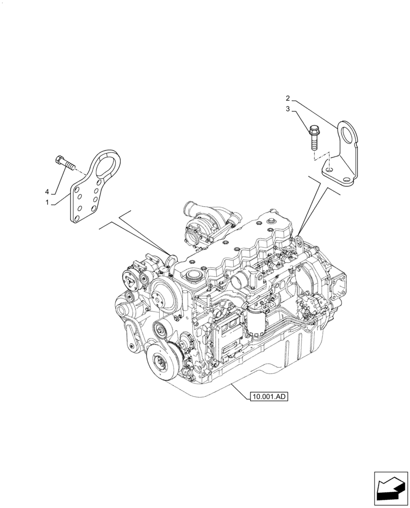 Схема запчастей Case IH F4HE96841 J102 - (10.001.AK) - HOOK, ENGINE, 4088 (10) - ENGINE