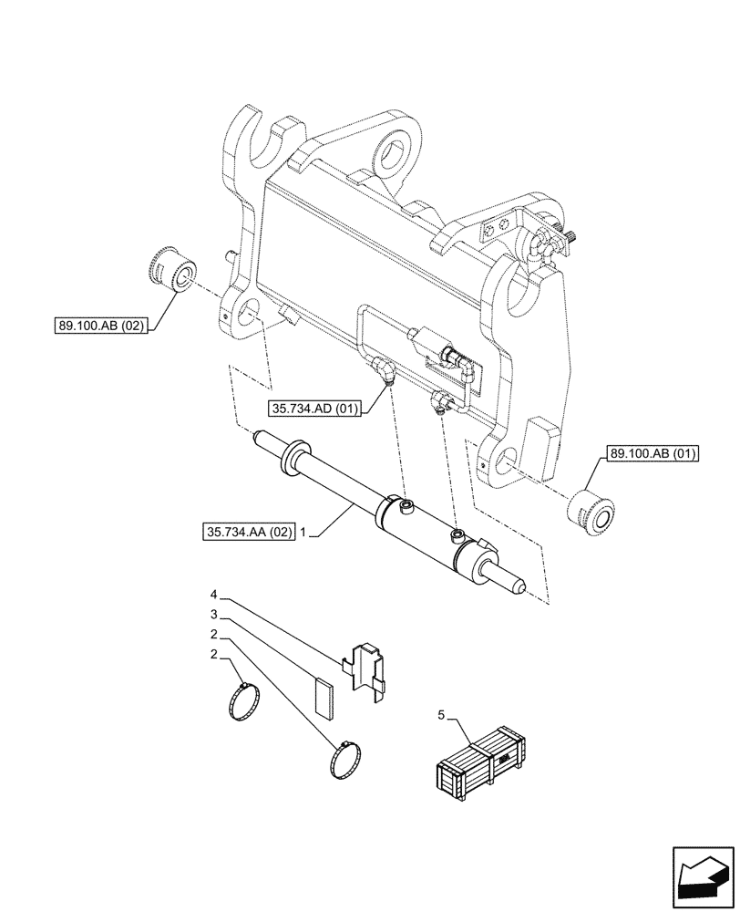 Схема запчастей Case IH FARMLIFT 742 - (35.734.AA[01]) - VAR - 749124 - QUICK COUPLER, CYLINDER (35) - HYDRAULIC SYSTEMS