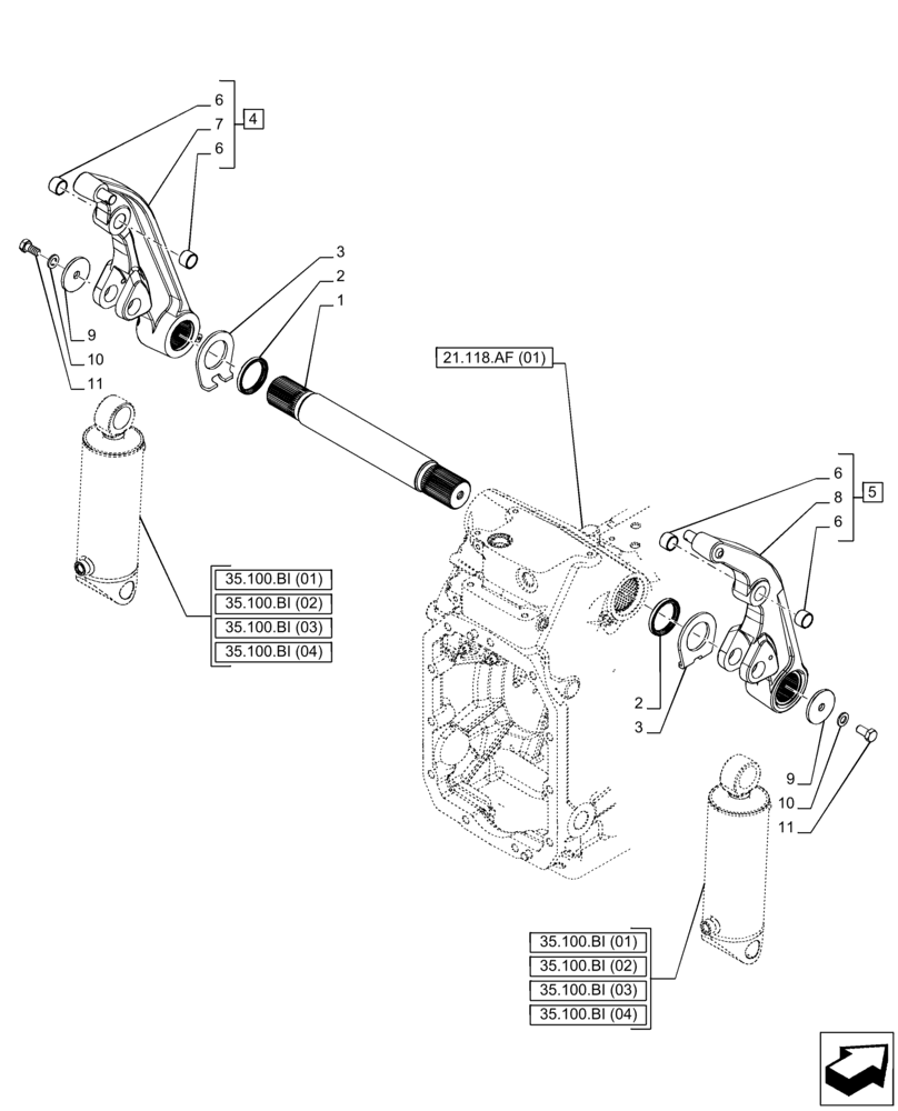 Схема запчастей Case IH PUMA 150 CVT - (37.110.AQ[02]) - VAR - 758075, 758076, 758077, 758078, 758079 - ROCKSHAFT, LIFT ARM (37) - HITCHES, DRAWBARS & IMPLEMENT COUPLINGS