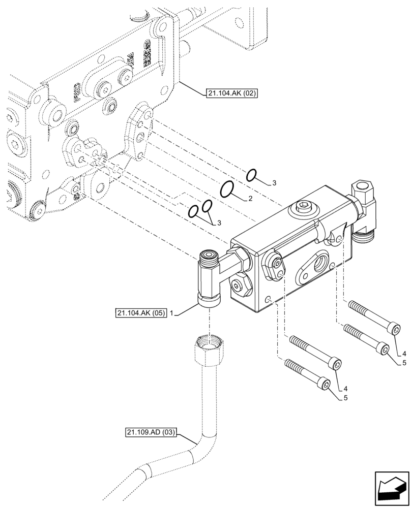 Схема запчастей Case IH FARMALL 85C - (21.104.AK[04]) - VAR - 330276, 334176 - TRANSMISSION, PRESSURE CONTROL VALVE, COMPONENTS (21) - TRANSMISSION