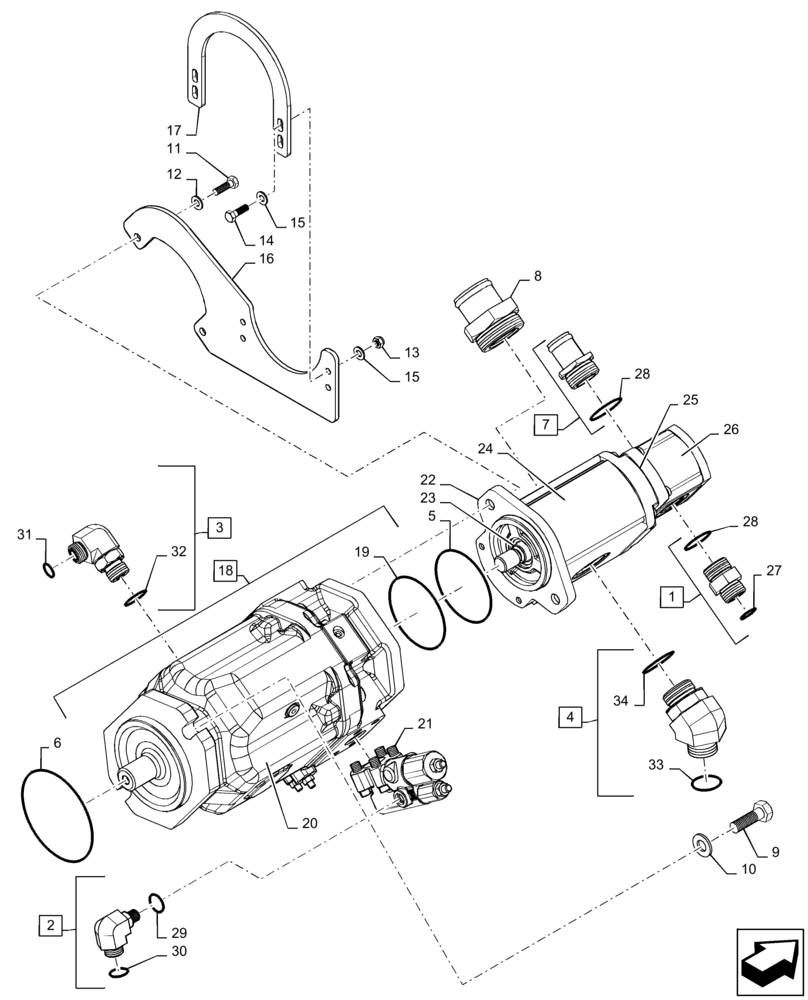 Схема запчастей Case IH STEIGER 500 - (35.600.AI[05]) - HIGH CAPACITY HYDRAULIC PUMP (BSN ZGF309204) (35) - HYDRAULIC SYSTEMS