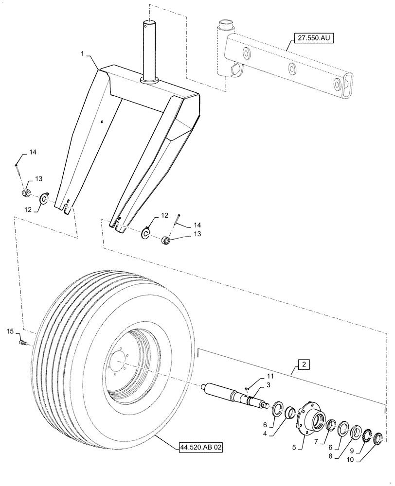 Схема запчастей Case IH WD1904 - (27.550.AU) - FORK, REAR AXLE, WHEEL ASSY, BSN YGG677499 (27) - REAR AXLE SYSTEM