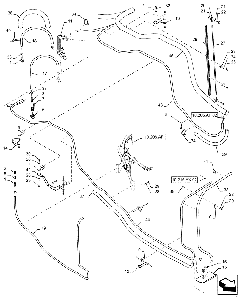 Схема запчастей Case IH QUADTRAC 470 - (10.210.AF[03]) - FUEL LINE, 420, 470, 500 (10) - ENGINE