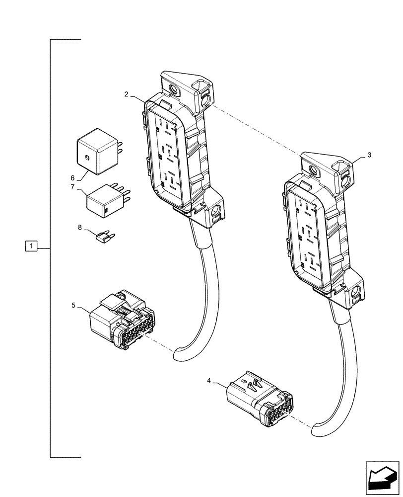 Схема запчастей Case IH MAGNUM 260 - (55.100.DO[06]) - FUSE BOX, HARNESS (55) - ELECTRICAL SYSTEMS