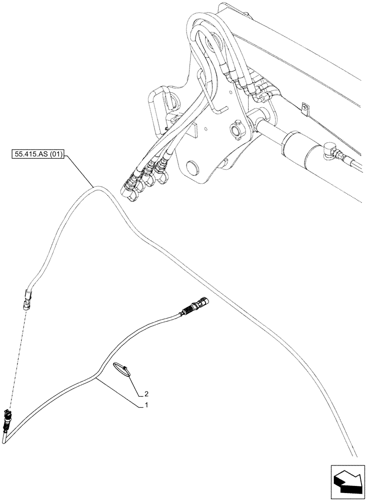 Схема запчастей Case IH FARMALL 105C - (55.415.AS[02]) - VAR - 336780 - LOADER ARM, CABLE EXTENSION (55) - ELECTRICAL SYSTEMS