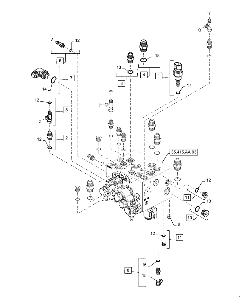 Схема запчастей Case IH WD1504 - (35.415.AA[01]) - FLOAT MANIFOLD VALVE, NON-DRAPER (35) - HYDRAULIC SYSTEMS