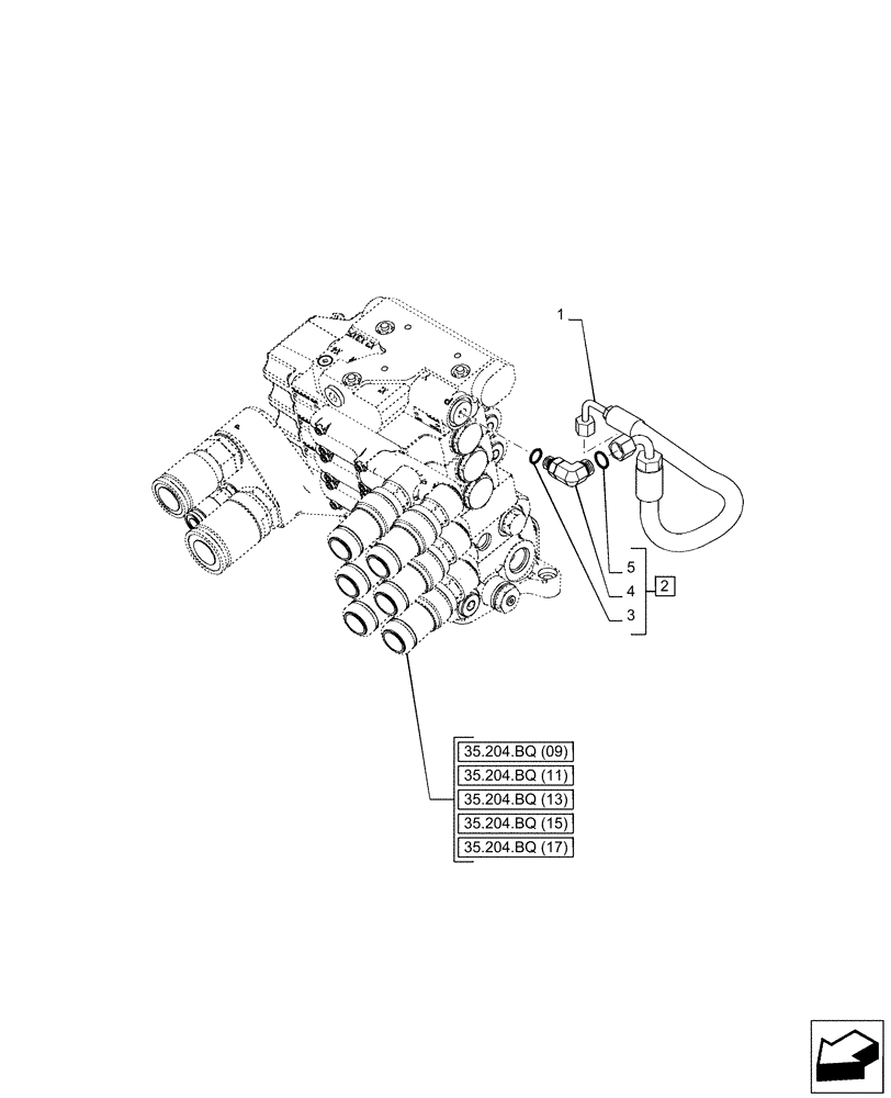 Схема запчастей Case IH PUMA 150 CVT - (35.204.BJ[06]) - VAR - 391165, 758059, 758060, 758061 - REMOTE CONTROL VALVE, LINE (35) - HYDRAULIC SYSTEMS