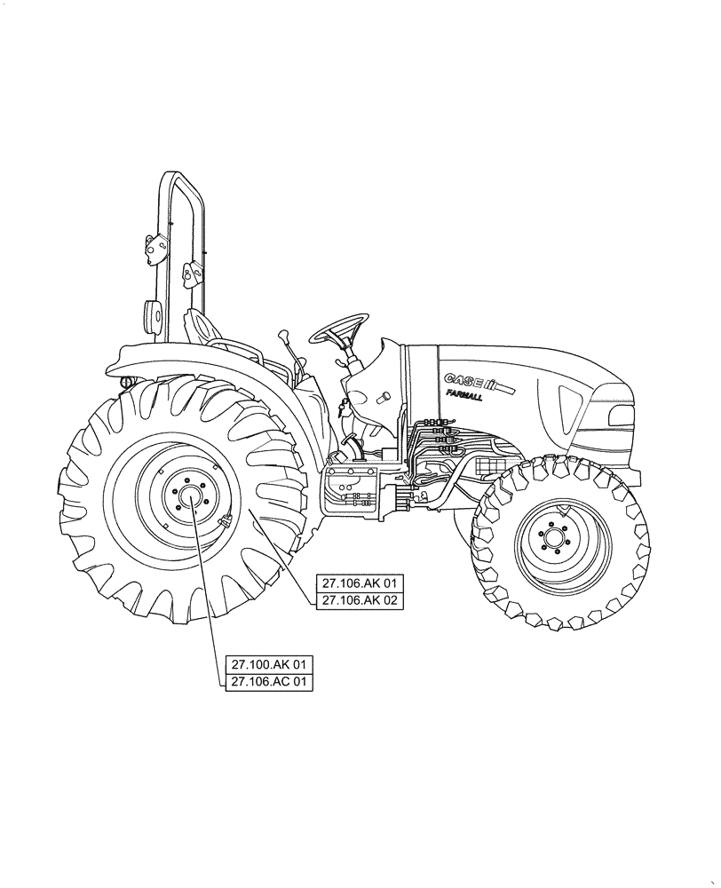 Схема запчастей Case IH FARMALL 35C - (27.000.00[01]) - SECTION INDEX - REAR AXLE, FARMALL 30C, 35C (27) - REAR AXLE SYSTEM