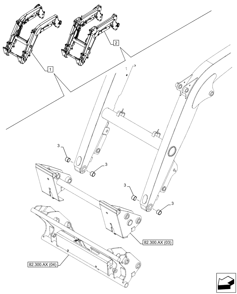 Схема запчастей Case IH FARMALL 115C - (82.300.AB[02]) - VAR - 334490, 336490, 336740, 336741, 336742, 336743, 335490, 337490, 336744, 336745, 336746, 336747 - LOADER BUCKET, BUSHING (82) - FRONT LOADER & BUCKET