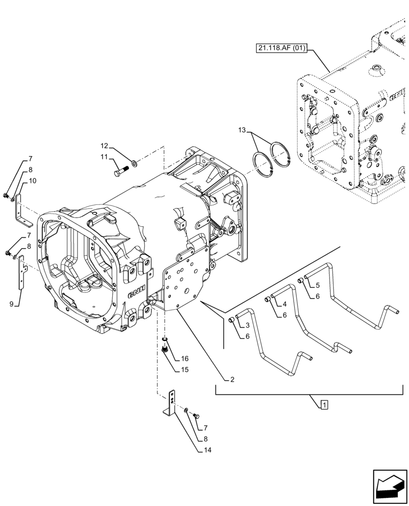 Схема запчастей Case IH FARMALL 105C - (21.120.AB[02]) - VAR - 332069 - GEARBOX (21) - TRANSMISSION