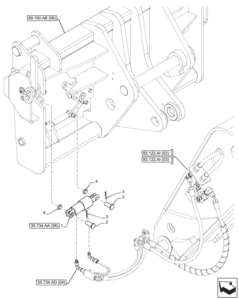 Схема запчастей Case IH FARMLIFT 935 - (35.734.AA[07]) - VAR - 749483 - QUICK COUPLER, CYLINDER (35) - HYDRAULIC SYSTEMS