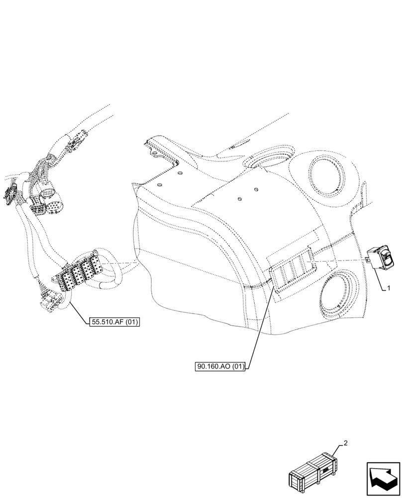 Схема запчастей Case IH FARMLIFT 632 - (55.512.CF[04]) - VAR - 749378, 749379, 749494, 749495 - BOOM, AUXILIARY HYDRAULIC, SWITCH (55) - ELECTRICAL SYSTEMS