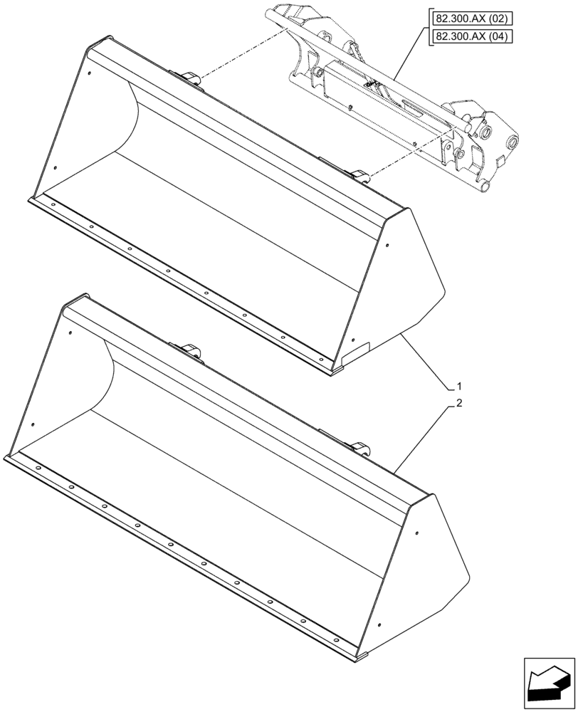 Схема запчастей Case IH FARMALL 115C - (82.300.AN[02]) - VAR - 336749, 336751 -LOADER BUCKET (82) - FRONT LOADER & BUCKET