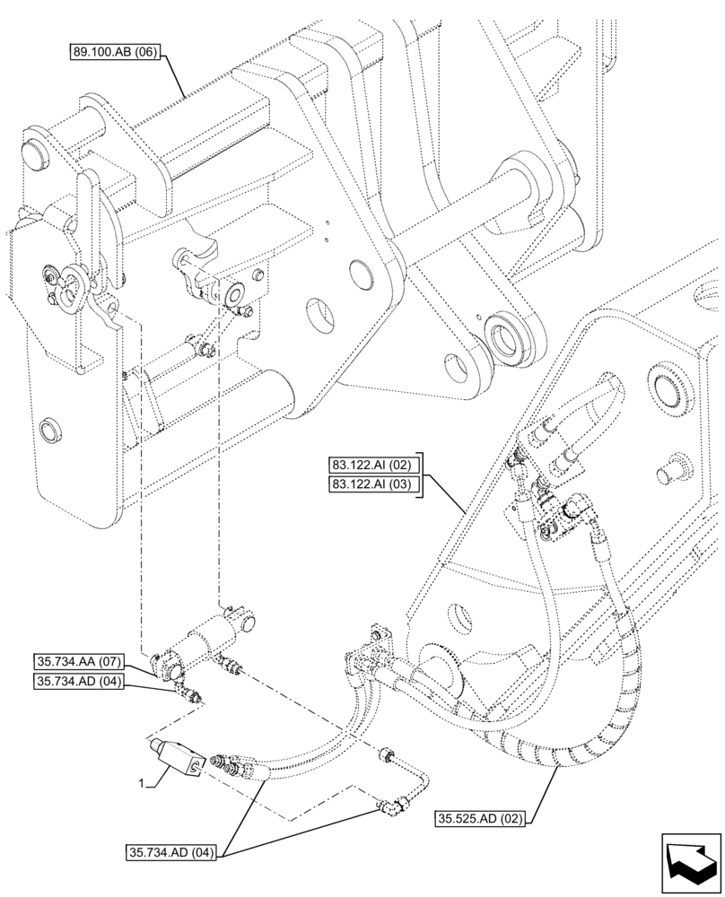 Схема запчастей Case IH FARMLIFT 742 - (35.734.AC[04]) - VAR - 749483 - QUICK COUPLER, VALVE (35) - HYDRAULIC SYSTEMS