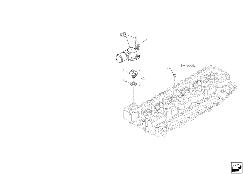 Схема запчастей Case IH F4HE96841 J102 - (10.400.BC) - THERMOSTAT, 4088 (10) - ENGINE