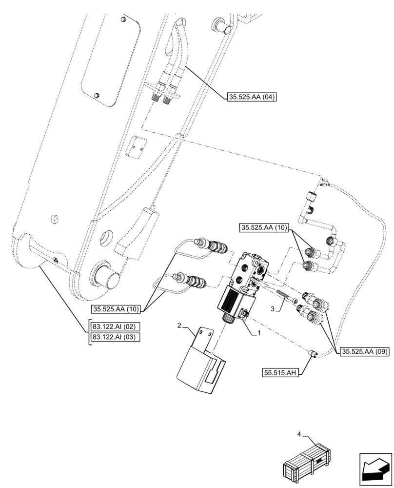 Схема запчастей Case IH FARMLIFT 935 - (35.525.AI[02]) - VAR - 749378 - AUXILIARY HYDRAULIC, VALVE (35) - HYDRAULIC SYSTEMS