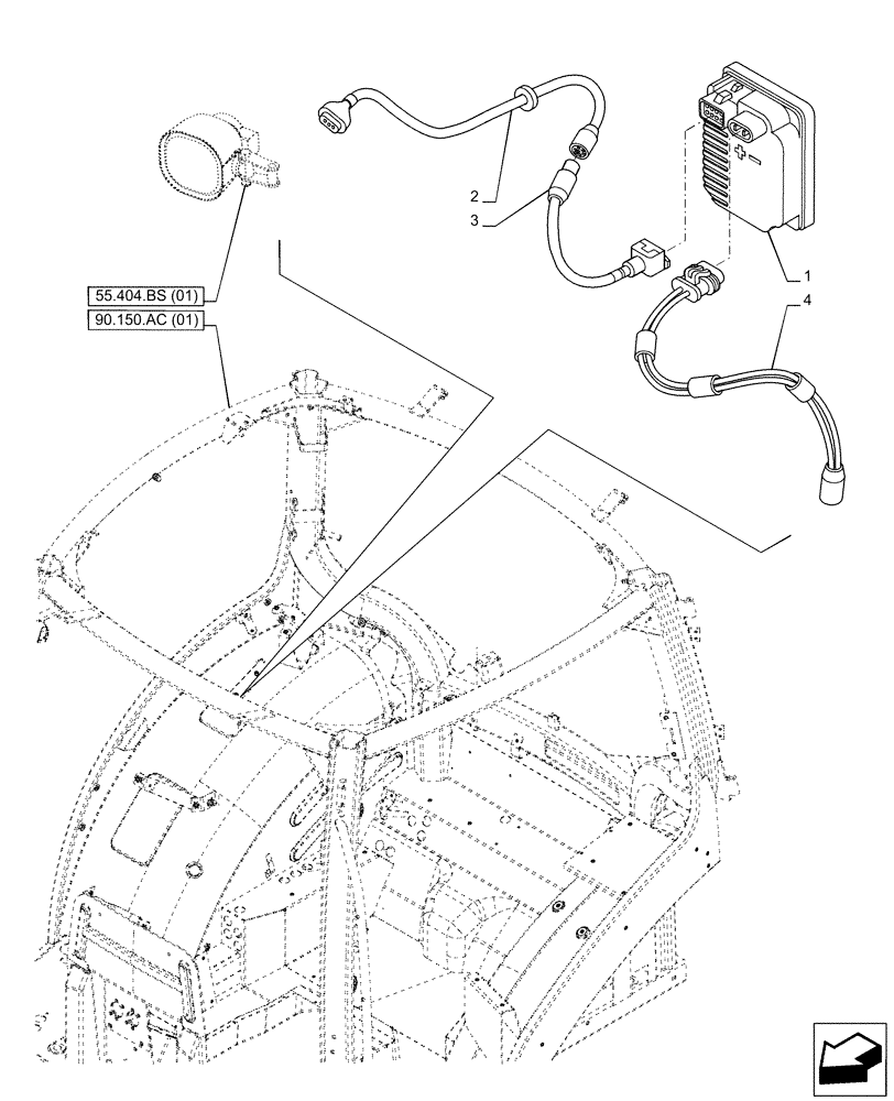 Схема запчастей Case IH PUMA 165 CVT - (55.511.AA[02]) - VAR - 758171, 758172 - WORK LIGHT, HARNESS (55) - ELECTRICAL SYSTEMS