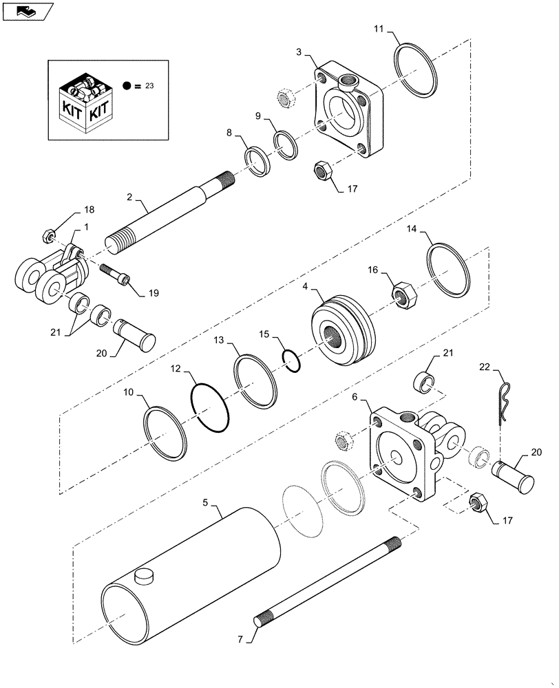 Схема запчастей Case IH 1625 - (35.944.AC[09]) - HYDRAULIC CYLINDER 4.75X20X1.75 ROD (35) - HYDRAULIC SYSTEMS