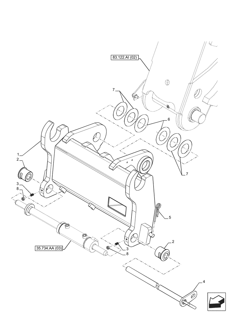 Схема запчастей Case IH FARMLIFT 635 - (89.100.AB[04]) - VAR - 749046 - CARRIER, FORK (89) - TOOLS