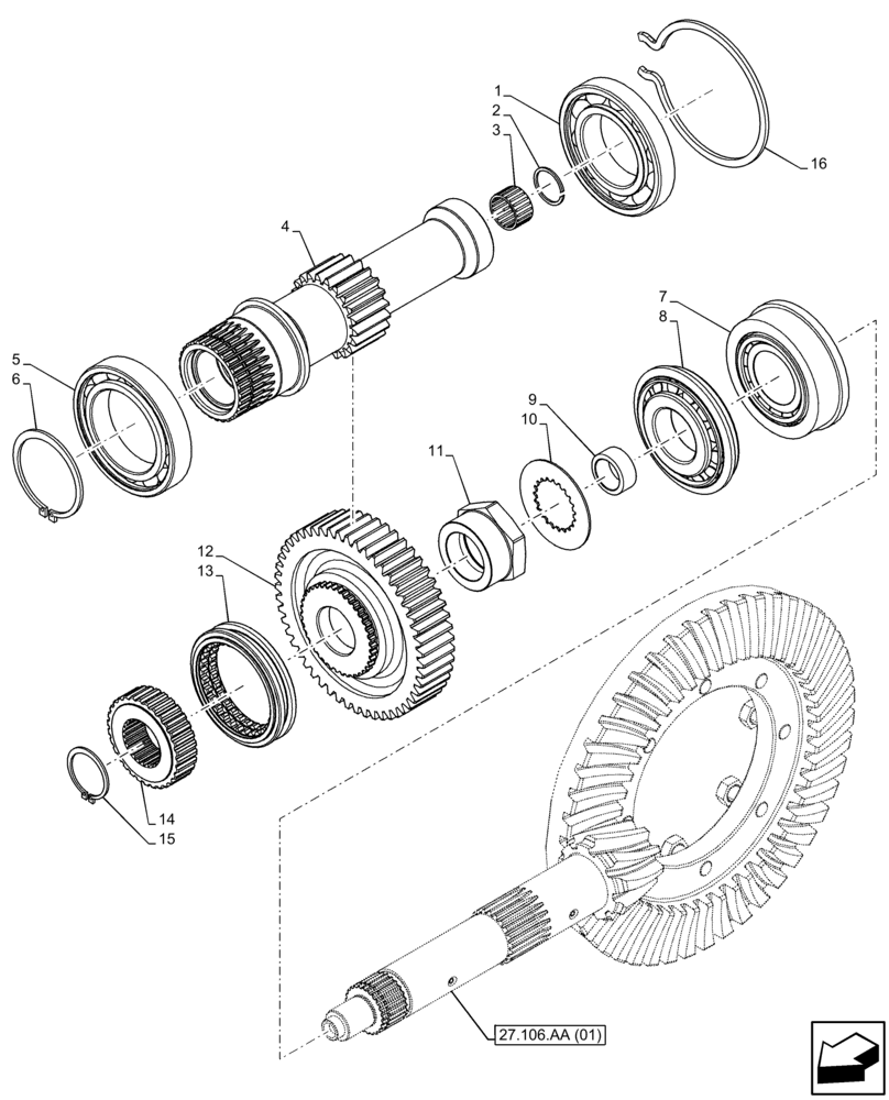 Схема запчастей Case IH FARMALL 85C - (21.148.AQ[03]) - VAR - 390068 - CENTRAL REDUCTION GEAR, SHAFT & GEAR (21) - TRANSMISSION