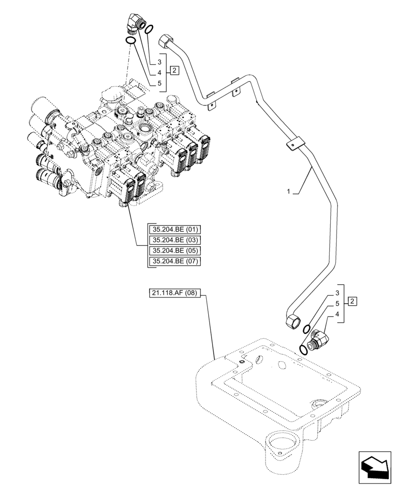 Схема запчастей Case IH PUMA 185 - (35.204.BJ[05]) - VAR - 758071, 758072, 758073, 758074, 758075, 758076, 758077, 758078, 758079, 758080, 758081, 758082, 758083 - REMOTE CONTROL VALVE (MHR), LINE (35) - HYDRAULIC SYSTEMS