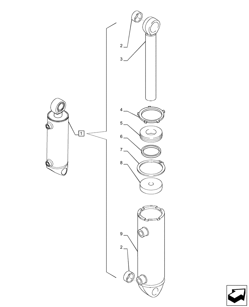 Схема запчастей Case IH PUMA 200 CVT - (35.100.BI[04]) - VAR - 391170, 758071, 758072, 758074 - LIFT CYLINDER, COMPONENTS (35) - HYDRAULIC SYSTEMS