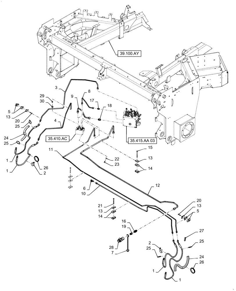 Схема запчастей Case IH WD2104 - (35.410.AR) - DRAPER HYDRAULIC SYSTEM (35) - HYDRAULIC SYSTEMS