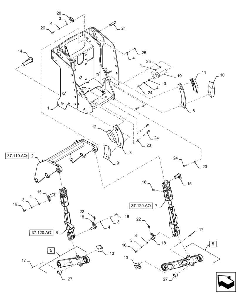 Схема запчастей Case IH QUADTRAC 620 - (37.110.AC[03]) - 3 POINT HITCH (37) - HITCHES, DRAWBARS & IMPLEMENT COUPLINGS