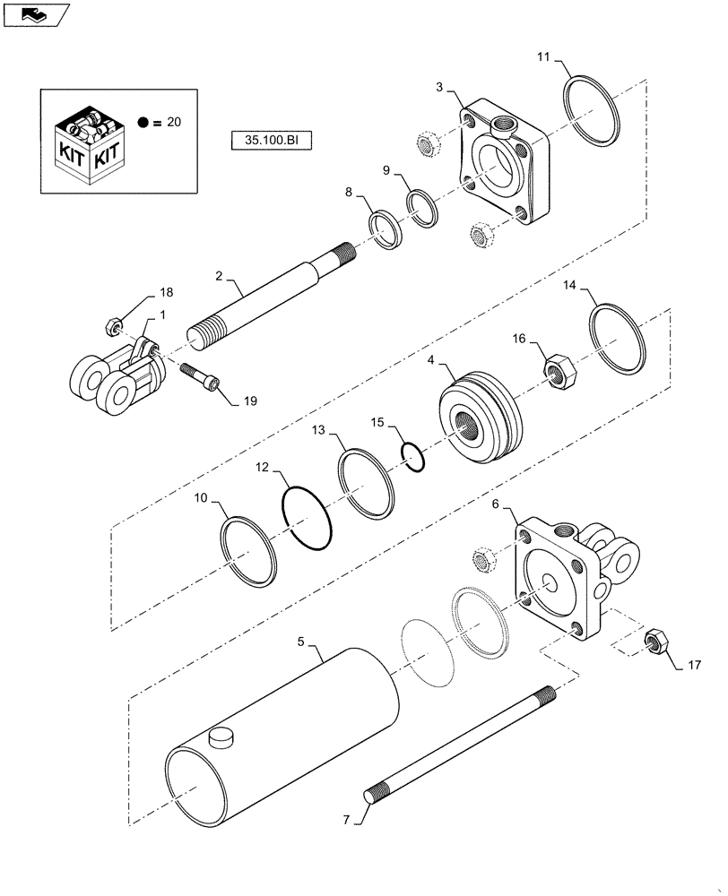 Схема запчастей Case IH 1625 - (35.944.AC[12]) - HYDRAULIC CYLINDER 5.0 X 10 X 2.0 ROD (35) - HYDRAULIC SYSTEMS