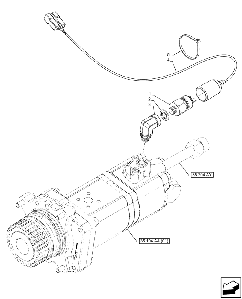 Схема запчастей Case IH FARMALL 95C - (55.021.AB[02]) - VAR - 330069, 330581, 333068, 333069, 390068 - TRANSMISSION, HYDRAULIC PUMP, PRESSURE SWITCH, W/O CAB, SHUTTLE (55) - ELECTRICAL SYSTEMS