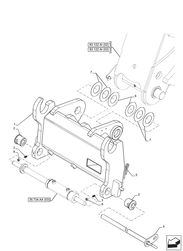 Схема запчастей Case IH FARMLIFT 935 - (89.100.AB[04]) - VAR - 749046 - CARRIER, FORK (89) - TOOLS