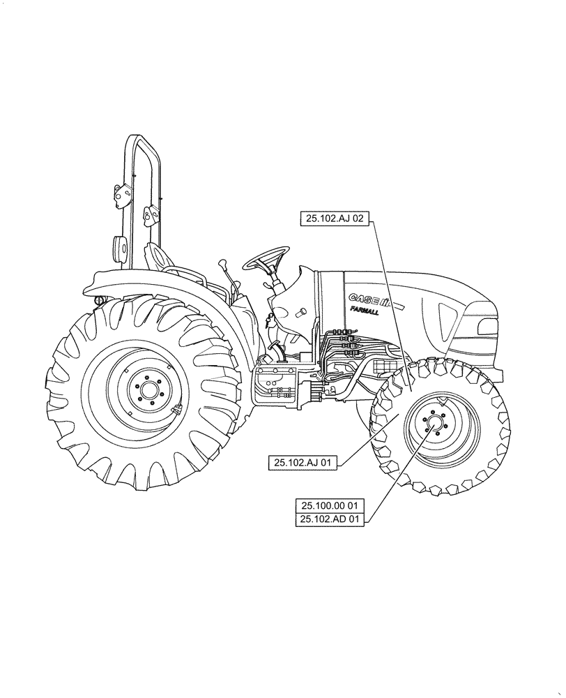 Схема запчастей Case IH FARMALL 35C - (00.000.25[01]) - PICTORIAL INDEX - FRONT MECHANICAL DRIVE, FARMALL 30C, 35C (00) - GENERAL & PICTORIAL INDEX