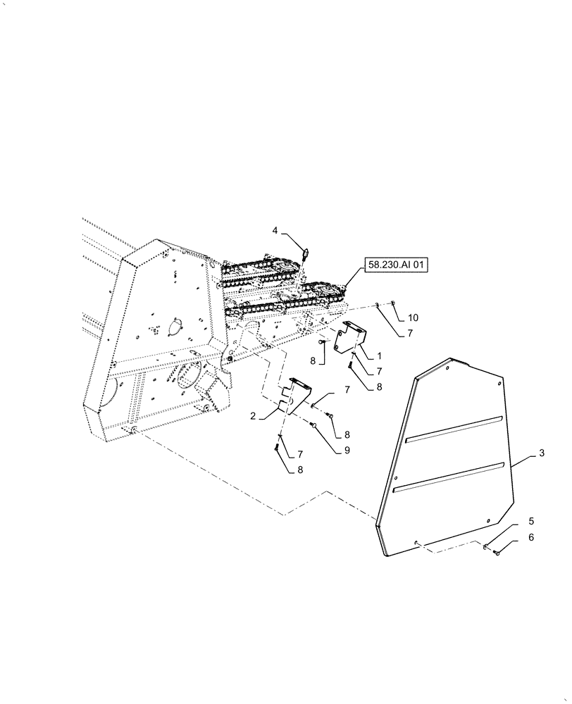 Схема запчастей Case IH 5505-65 - (58.208.AA[04]) - HOOD ASSY, RH, OUTER (58) - ATTACHMENTS/HEADERS