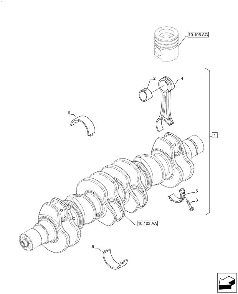 Схема запчастей Case IH F4HE96841 J102 - (10.105.AB) - CONNECTING ROD & PISTON, 4088 (10) - ENGINE