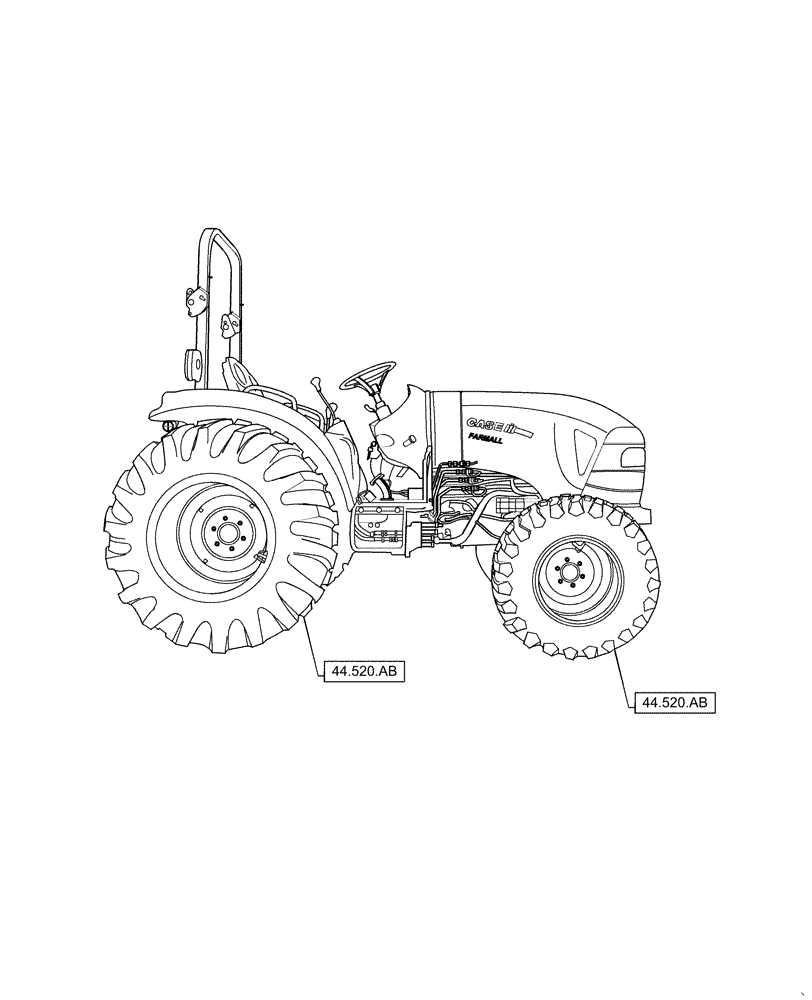 Схема запчастей Case IH FARMALL 35C - (00.000.44) - PICTORIAL INDEX - WHEELS, FARMALL 30C, 35C, 40C, 50C (00) - GENERAL & PICTORIAL INDEX