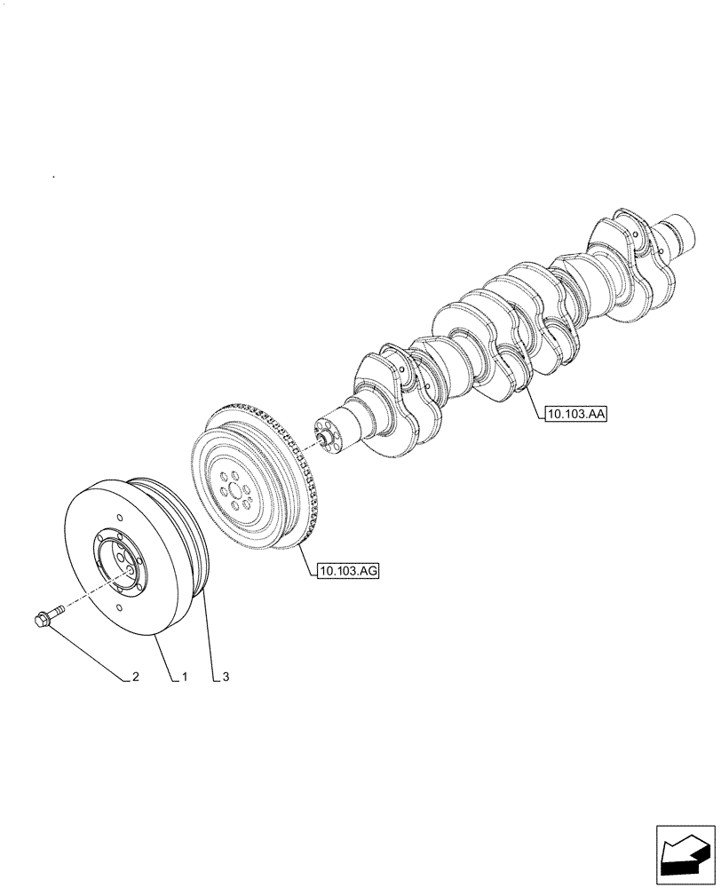 Схема запчастей Case IH F4HE96841 J102 - (10.110.AD) - CRANKSHAFT, DAMPER, 4088 (10) - ENGINE