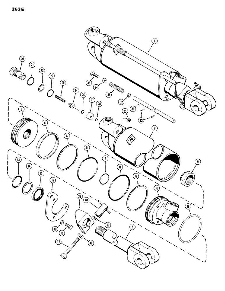 Схема запчастей Case IH 970 - (263E) - A34923 REMOTE HYDRAULIC CYLINDER, 4" BORE X 8" STROKE, WITH HYDRAULIC LIMIT STOP (08) - HYDRAULICS