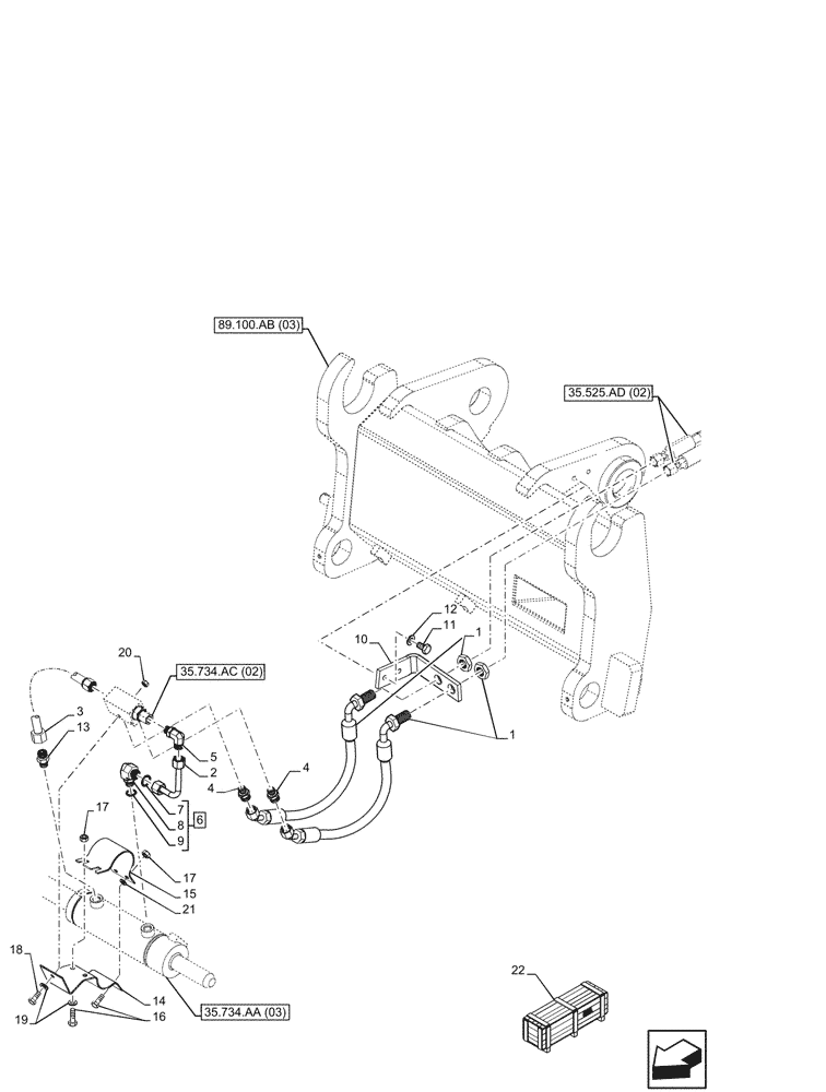 Схема запчастей Case IH FARMLIFT 742 - (35.734.AD[02]) - VAR - 749148 - QUICK COUPLER, VALVE, HYDRAULIC LINE - END SN NEKB00126 (35) - HYDRAULIC SYSTEMS