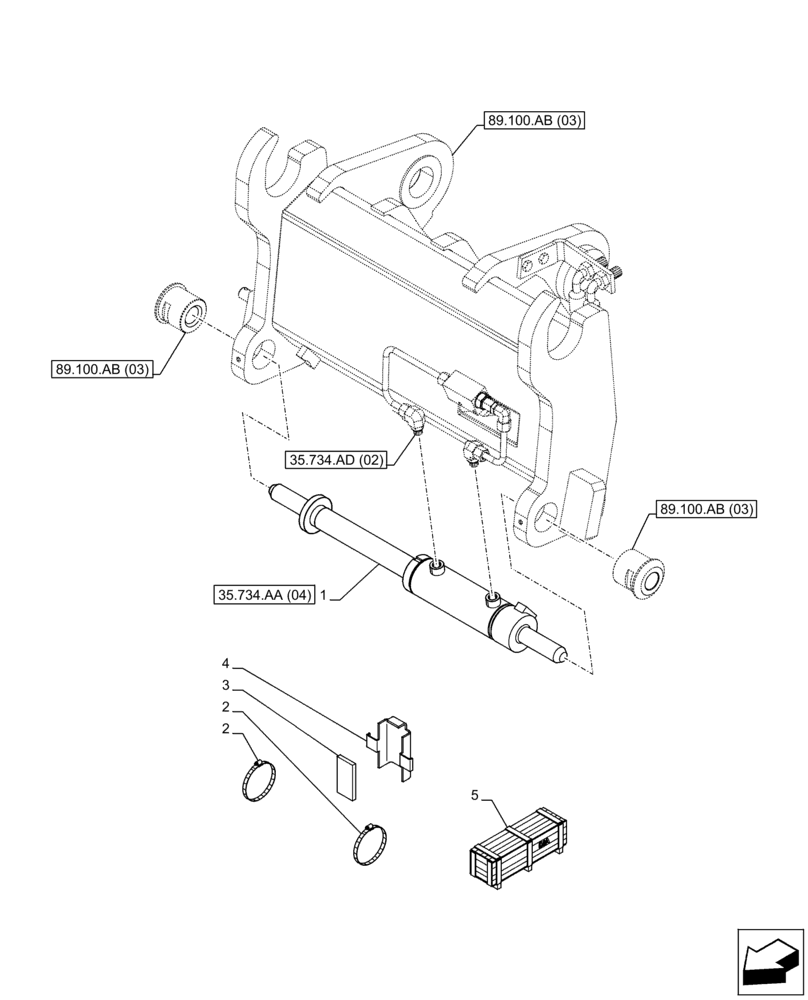 Схема запчастей Case IH FARMLIFT 632 - (35.734.AA[03]) - VAR - 749148 - QUICK COUPLER, CYLINDER (35) - HYDRAULIC SYSTEMS