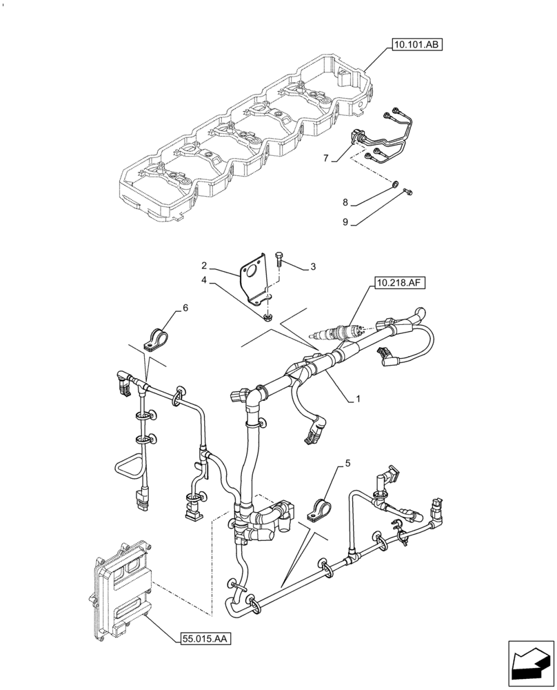 Схема запчастей Case IH F4HE96841 J102 - (55.010.AA) - ENGINE, CABLE, 4088 (55) - ELECTRICAL SYSTEMS